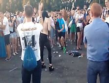 Drunk Girl Topless At A Festival