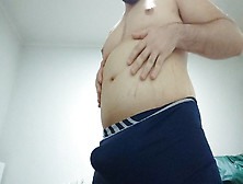 Chubby Guy Play With His Belly And Cum