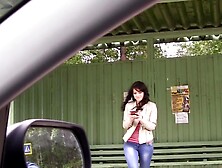 Lovely Brunette Is Being Fucked By Two Strangers Outdoors