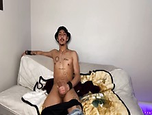 Tattooed Daddy King Masturbates Until He Cums All Over The Camera In Pleasure!