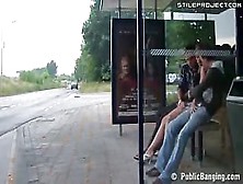 Public Bus Stop Threesome