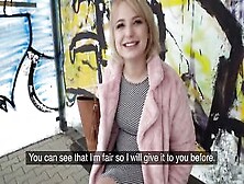 Outdoor Agent Short Hair Blonde Amateur Teenagers With Soft Natural Body Picked Up As Bus Stop