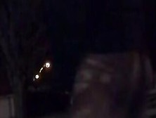 Risky Masturbation Into Outdoors Sidewalk At Night