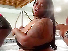 Wide & Big Breasted Woman Pool Twerk