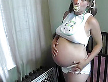 Pregnant Babe Feels Like A Baby With Diapers