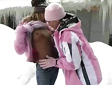 Lesbians Having Fun In The Snow