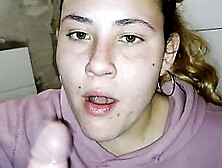 Homemade Blowjob In The Bathroom From An Argentinian Girl Who Takes A Huge Load In Her Mouth