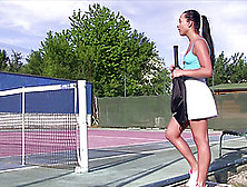 While Waiting For Her Tennis Coach She Gets Naked And Gets Off