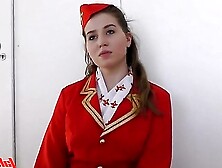 Beautiful Stewardess Takes Big Monster Cock