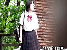 Japanese Schoolgirl Finds A Perfect Public Place To Pee
