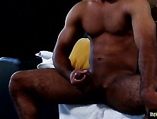 Muscular Black Amateur Tugging During Solo