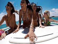 Bikini Beauties On The Boat Have Fun Sharing His Big Dick