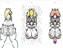 Fapwall [Weird Anime Game] Rosalina Peach And Daisy Gets The Best Gang Bang