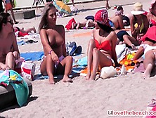 Amateur Sexy Topless Teens At The Beach Showing Off Boobies