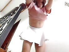 Slim Brunette Latina Teen Shemale In A Short Skirt Teases And Wanks On Webcam