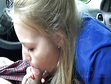Amateur Teen Blonde Scarlett Sage Gives Blowjob In The Car Pov