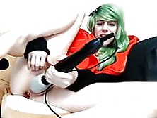 Emo Girl With Green Hair Masturbating