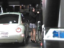 My Slut Flashing At The Gas Station