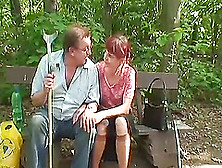 Redhead Granny Gets Screwed In Her Juicy Pussy In An Outdoors Scene