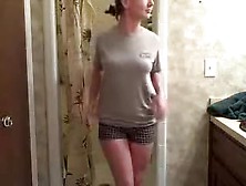 Hot Girl With Nice Tits Plays In The Shower