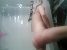 Pregnant Wife Rubbing On Lotion After Shower