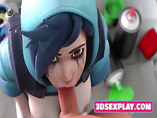 3D Tracer With Athletic Body Is Used As A Sex Slave