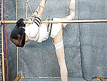 Asian Bitch Tied On Rack And Nylon Hooded