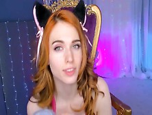 Green-Eyed Young Kitten With Beautiful Tits Plays With... Things!