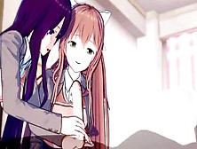 Yuri And Monika Share A Penis Inside The Club! (Point Of View) (3D Anime) (Doki Doki Literature Club)