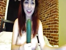 Big Tits Girl Suck Cucumber