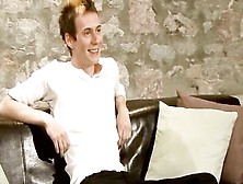 Handsome British Twink Strips At An Interview And Jerks Off