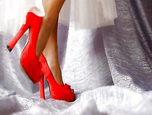 Asmr Female Legs Inside Red High-Heeled Shoes