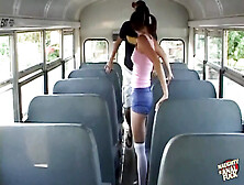 Ashley Blue Takes Two Huge Cocks In A Bus