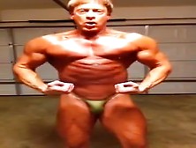 Muscle Daddy,  Steve Shelton! Hot Man In Tiny Posing Trunks! Green Is So Hot
