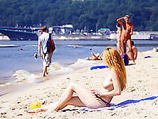 Nude Beach Skank Is Having A Great Time As She Spreads Her Legs
