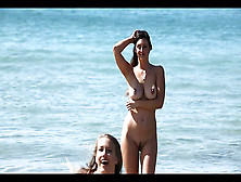 Elly And Scarlett Morgan Naked Swim On Beach