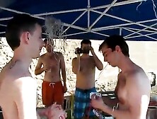 Topless Girls Enjoy Pool Party With Friends