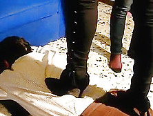 Two Italian Girls Trample And Kick With Boots