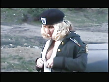 Starving Soldier Fucks Busty Well Shaped Blonde On The Special Vehicle