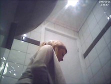 Blonde Teen Caught On Toilet
