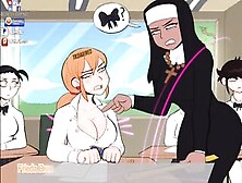 Confession Booth! Hentai Long Butt Nun Spanks School Sluts Front