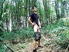 Middle Eastern Thick Cock Summer Forest Jerk Off,  Showing Cum On Hand