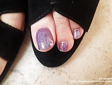 #024 Close-Up Cute Toes Nympho Goddess Feet (Foot Worship/pedicure) Violet Toes Nails