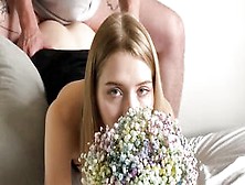 Flowers Hide Blonde Girl's Identity While She's Having Sex