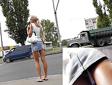 Charming Golden-Haired In Outdoor Upskirt Vid