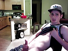 Cute Boy Jerks His Cock And Shows Ass
