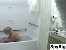 Blonde Girl Watched Taking A Bath