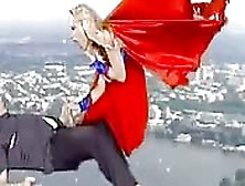 Blonde Superhero Sucks Cock As She Flies In The Sky