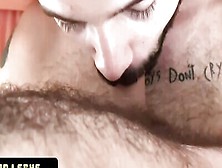 Inked Man Sucks A Big Cock And Gets Fucked In Hairy Ass