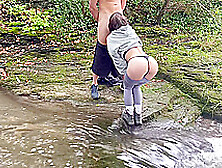 Hot Hiker Gets Fucked In The Woods By The River!
